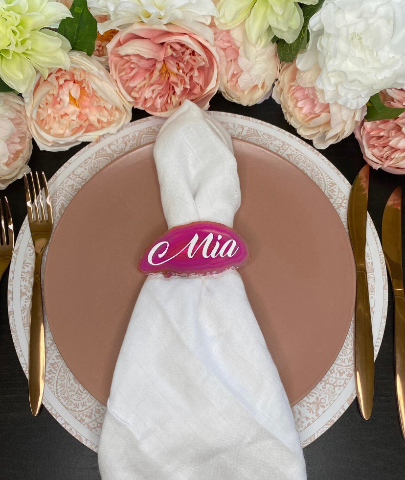 Pink Agate Place Card