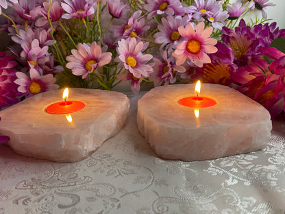 Rose Quartz Candle Holders