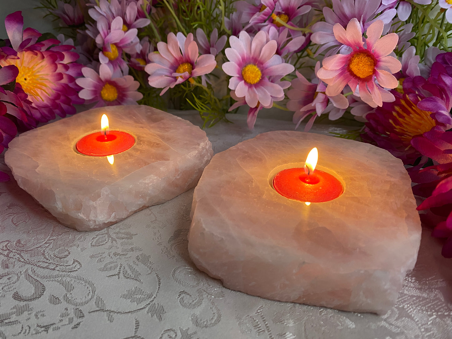 Rose Quartz Candle Holders