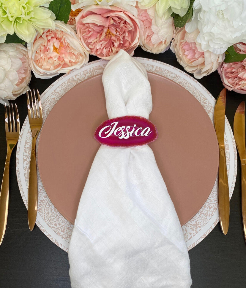 Pink Agate Place Card