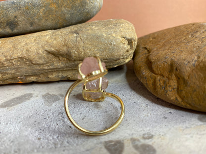 Rose Quartz Double Twist Ring