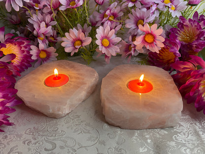 Rose Quartz Candle Holders