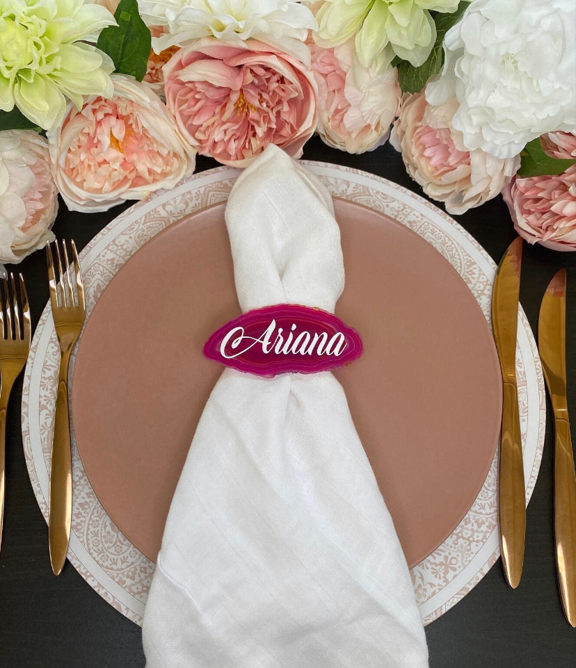 Pink Agate Place Card