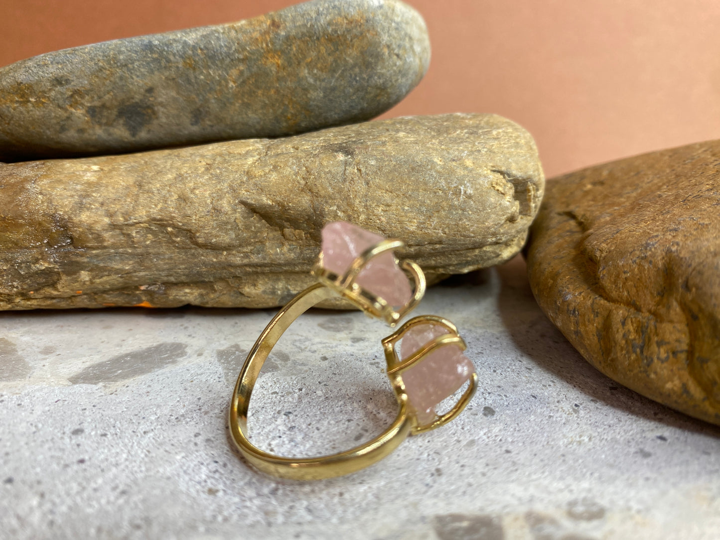 Rose Quartz Double Twist Ring