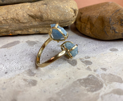 Aquamarine Double Twist Ring