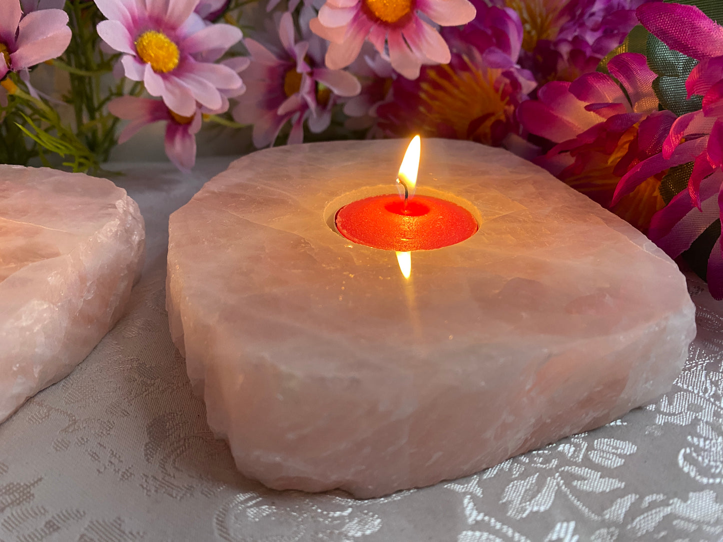 Rose Quartz Candle Holders