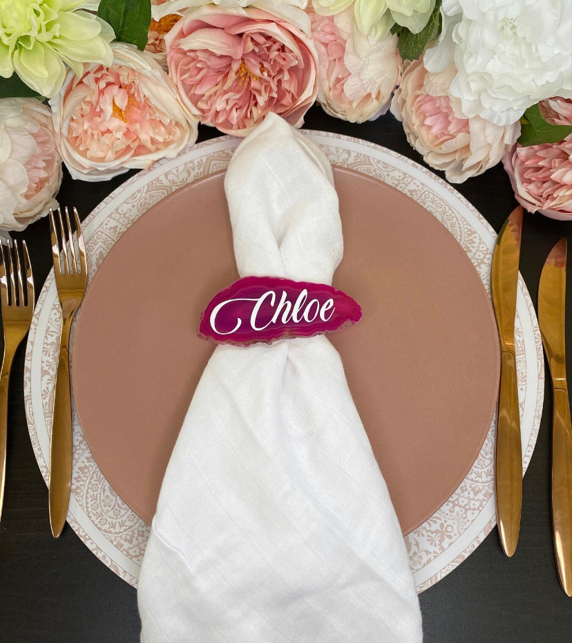 Pink Agate Place Card