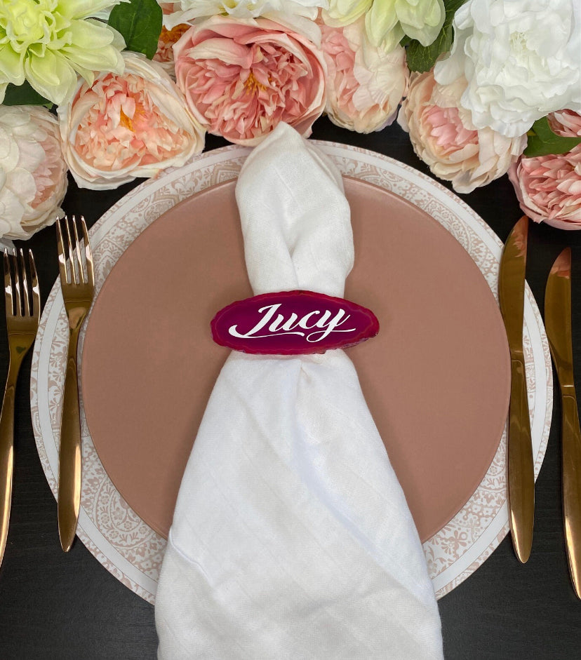 Pink Agate Place Card